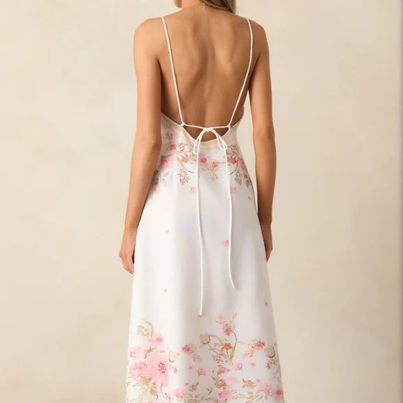 Red Dress Boutique Floral Midi Dress - White and Pink - NWT - Picture 2 of 5